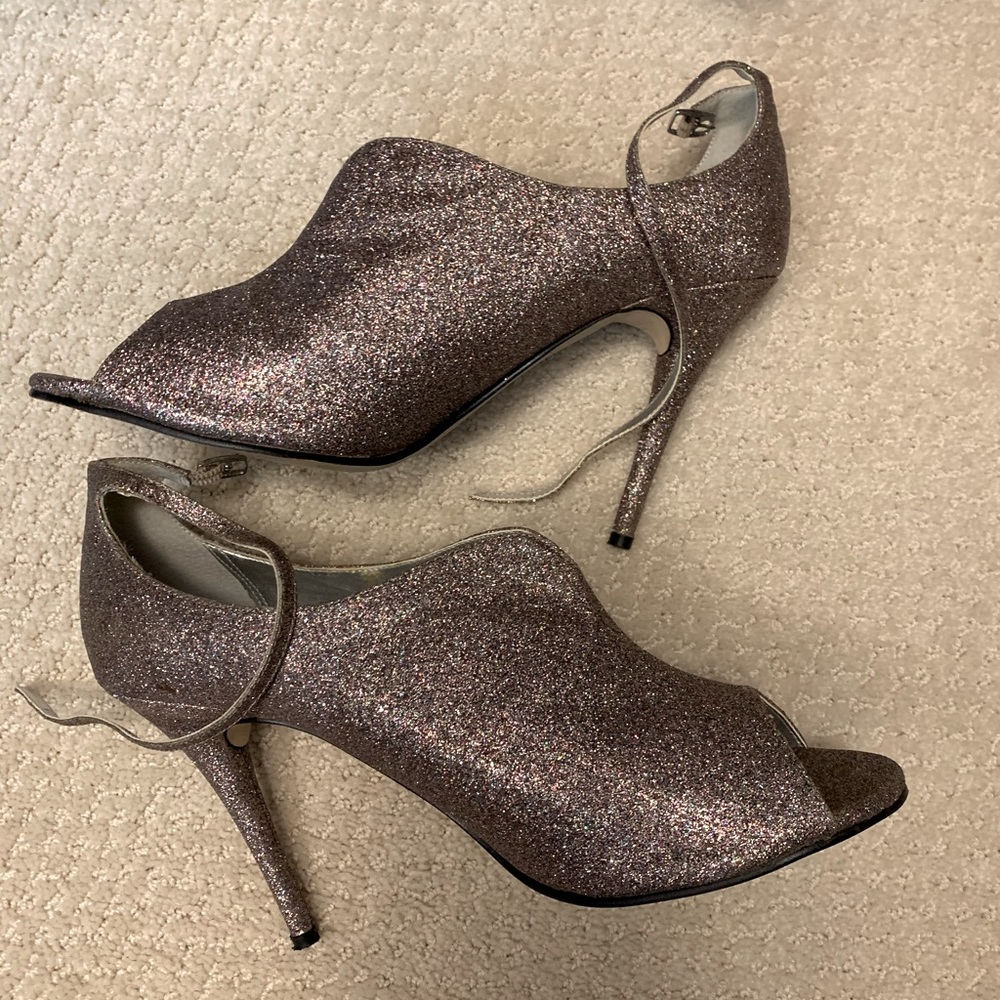 HOST PICK! Worn once! Glitter Peep Toe heel Booties